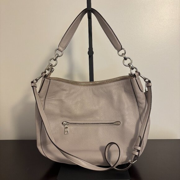 Coach Elle Hobo Taupe Gray Leather with Stardust Crystal Rivets - Picture 4 of 12
